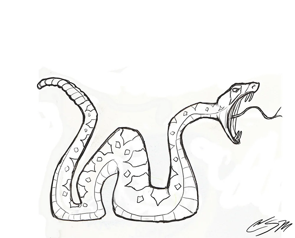 Рисунок змея поэтапно - 63 фото