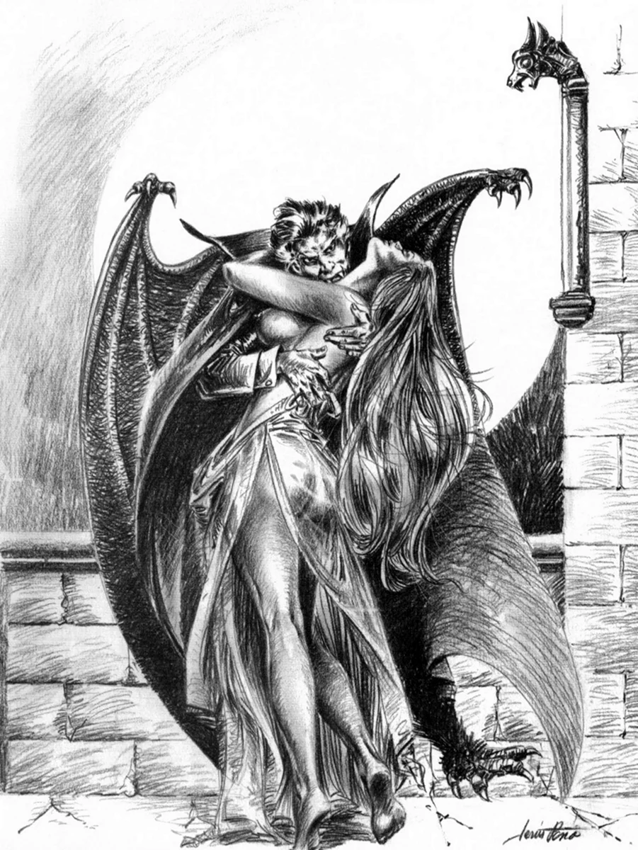 Дьявол обнимает девушку