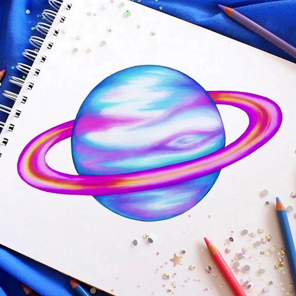 Рисуем космос карандашами. Космос рисунок карандашом. Космос рисунок карандашом цветным. Рисунок космоса карандашом для срисовки. Планета рисунок.