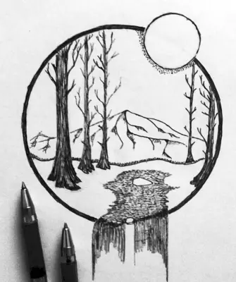 Природа карандашом для срисовки