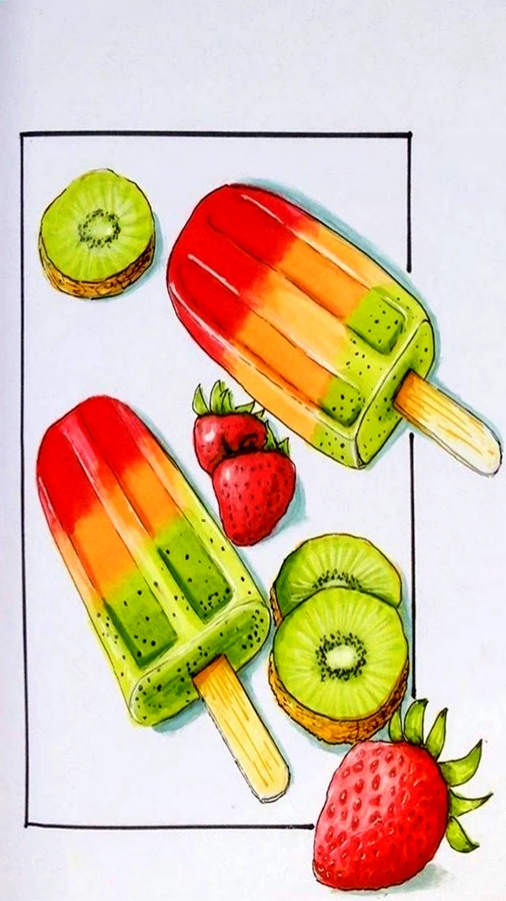Рисование маркерами фрукты