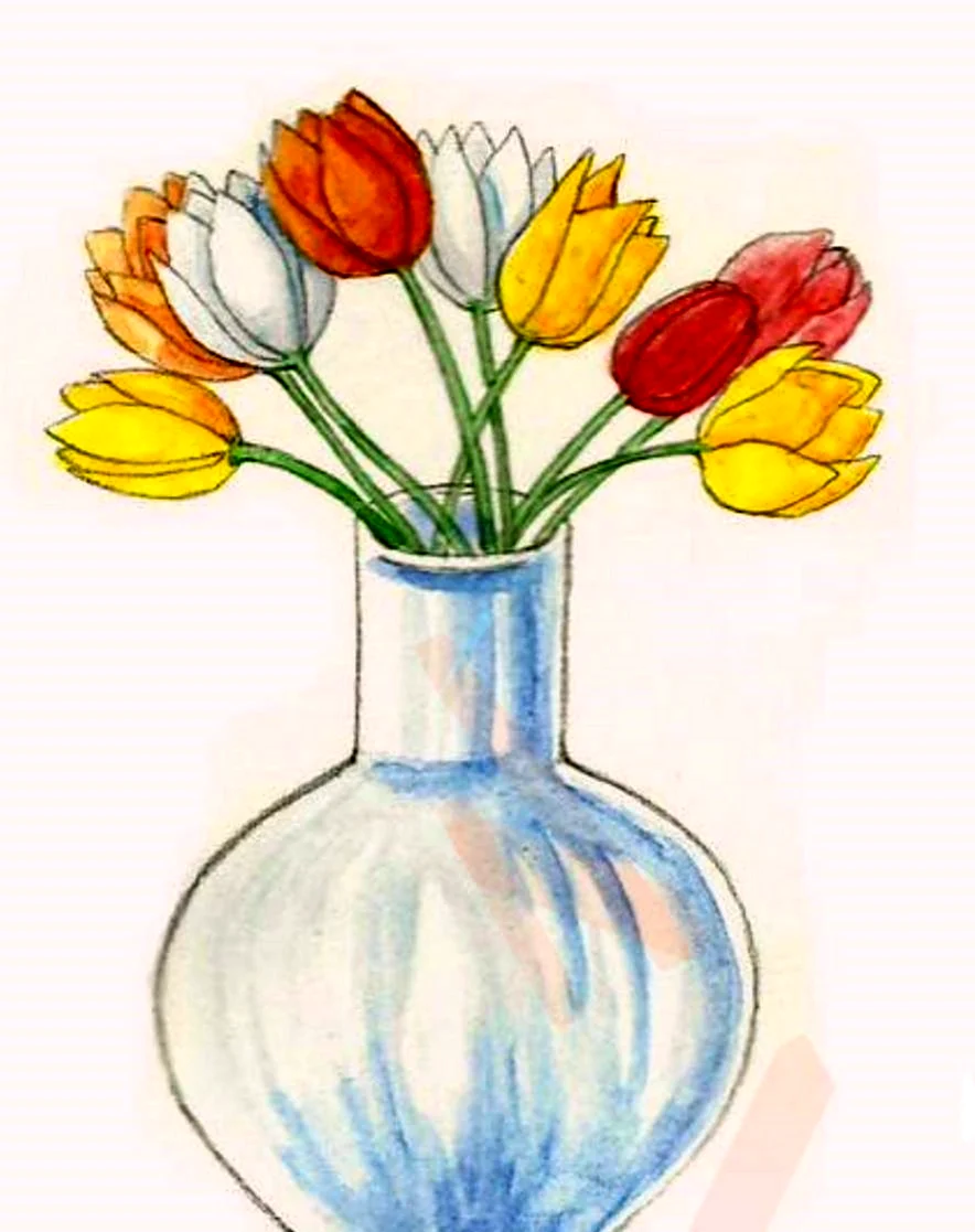 Раскраска ваза с рисунком и цветами распечатать