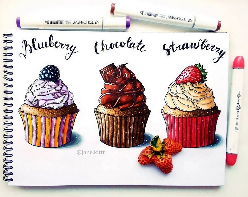 Рисунки десертов маркерами
