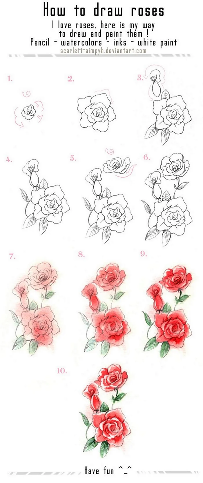 Схема рисования розы
