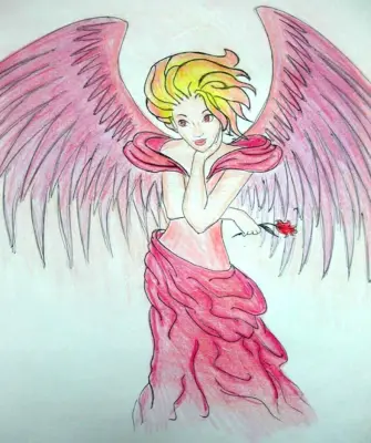 Ангел рисунок цветным карандашом