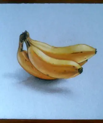 Банан цветными карандашами