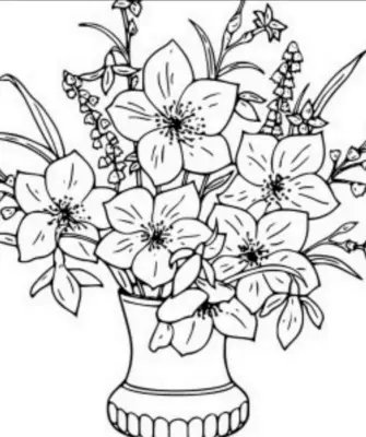 Букет цветов в вазе рисунок карандашом