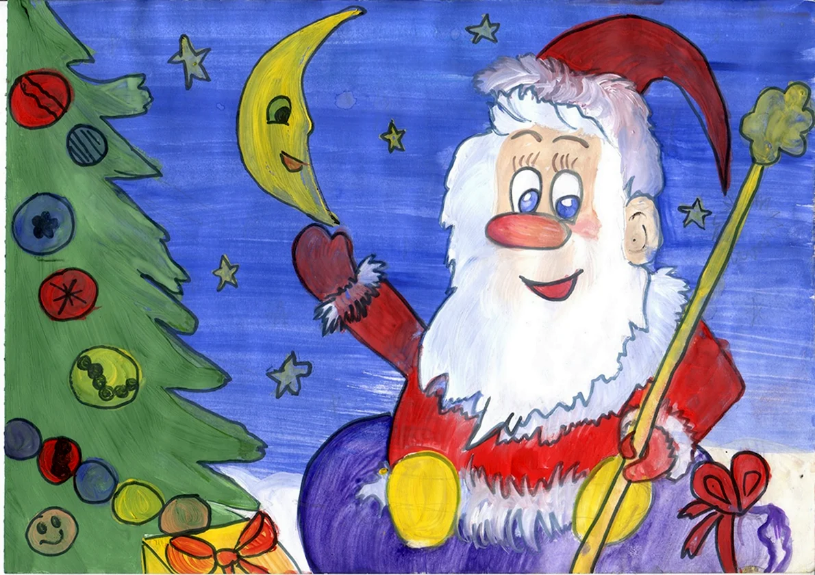 Дед мороз 4 класс. Детские новогодние рисунки. Детский рисунок новый год. Рисунок на новый год на конкурс. Новый год картинки для детей.