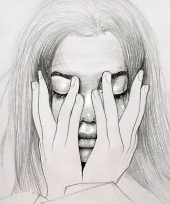 Девушка с закрытым лицом нарисовать