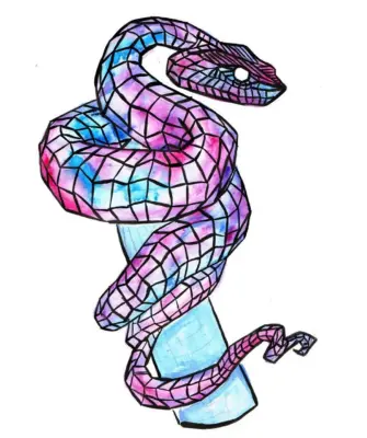 Эскиз тату змея цветная