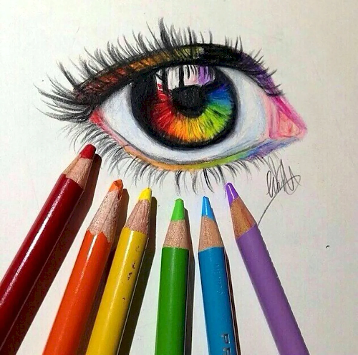 Интересные цветными карандашами