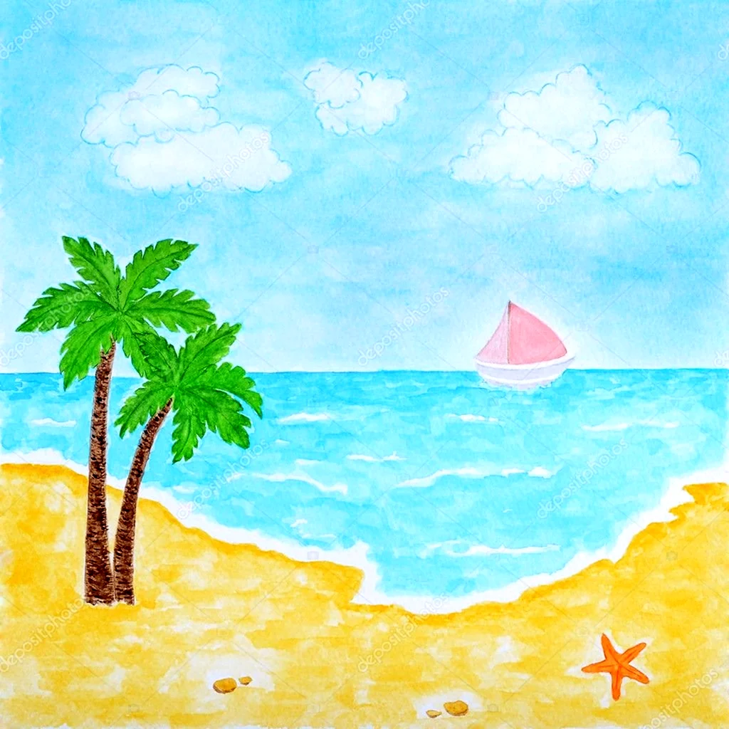 Рисунок красота моря окружающий мир 2 класс. Летние рисунки. Лето карандашом. Рисунок к лету. Летний рисунок для детей.