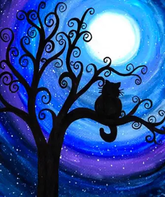 Лунный кот правополушарное рисование