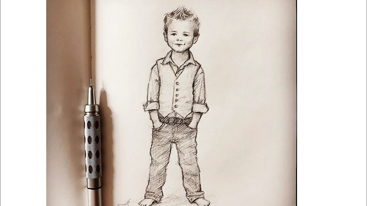 Красивый рисунок мальчика карандашом