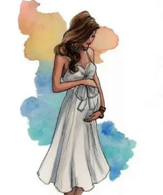 Нарисованная беременная девушка