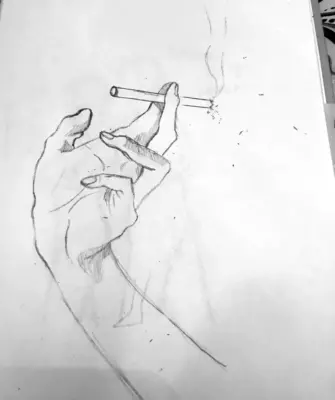 Нарисовать руку с сигаретой