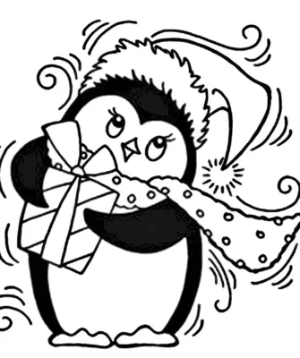 Новогодний Пингвин раскраска