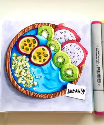 Рисунки фломастерами в скетчбуке фрукты
