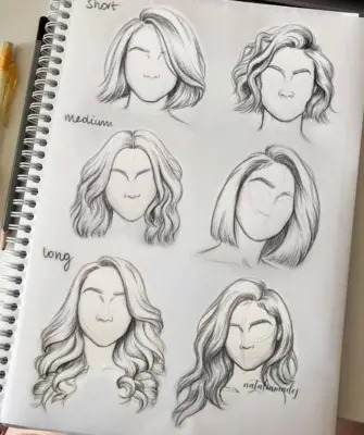 Рисунки причёсок для срисовки