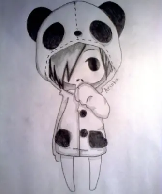 Рисунок девочка Панда карандашом