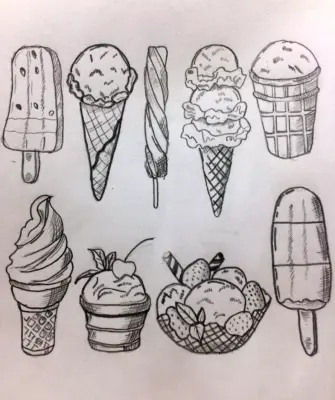 Скетч мороженое карандашом