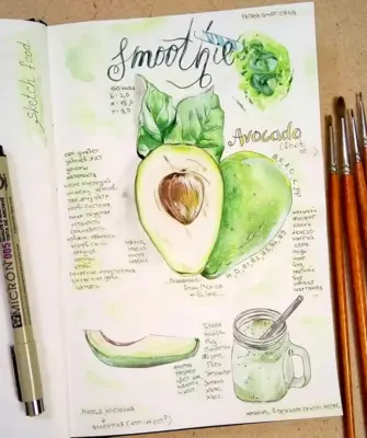 Скетчинг авокадо маркерами