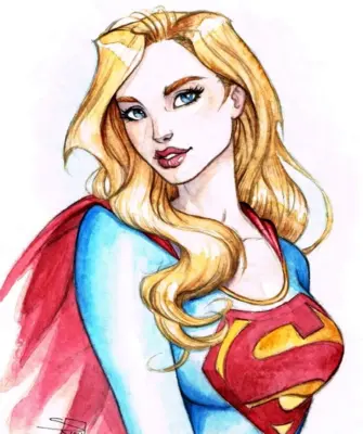 Супер героиня Супергерл срисовать