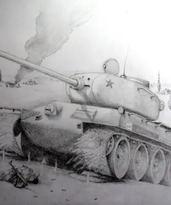 Танк т-34 ВОВ рисунок