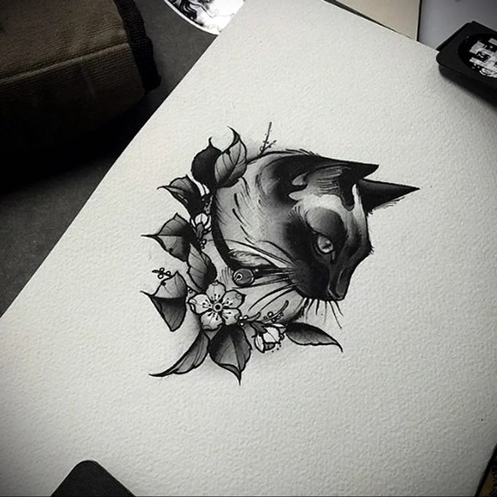 Татуировки для срисовки кошка (42 шт)
