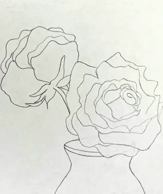 Ваза с розами рисунок карандашом