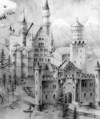 Замок Нойшванштайн рисунок