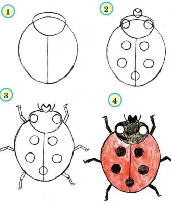 Божья коровка поэтапное рисование для детей