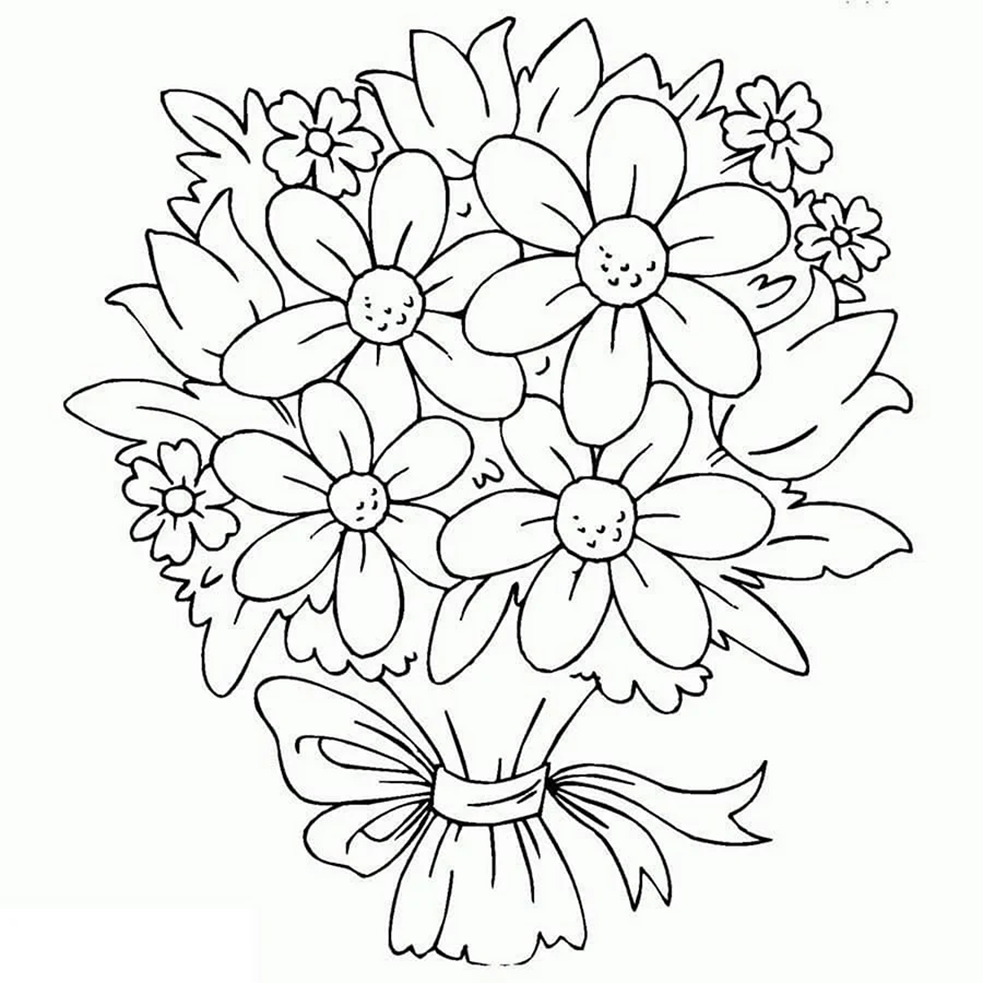 Букет цветов рисунок легкий для срисовки (36 шт)