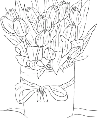 Букет тюльпанов раскраска