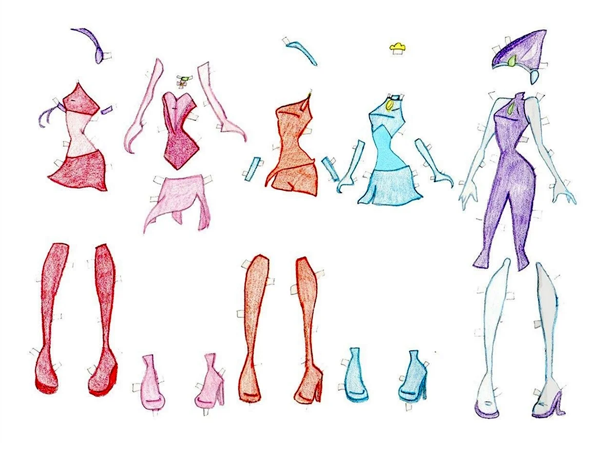 Бумажные куклы Винкс Текна с одеждой