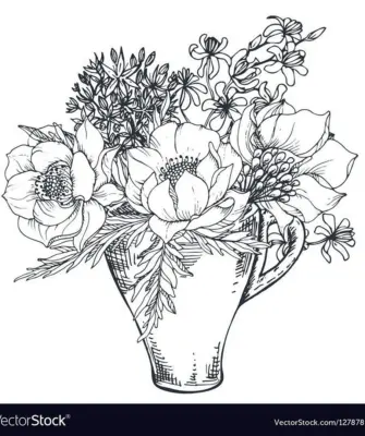 Эскиз композиции вазы с цветами