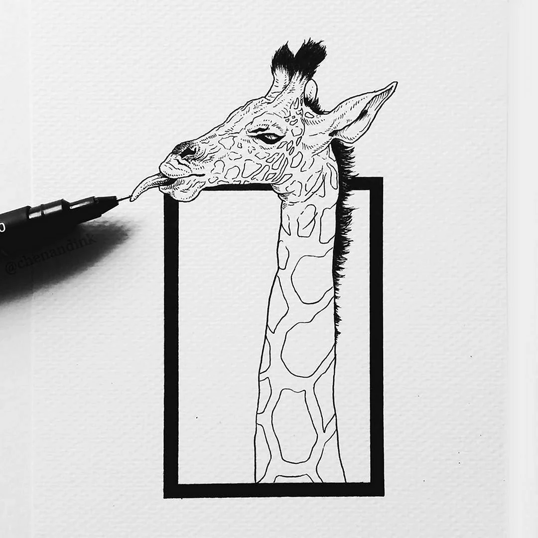 Эскиз жирафа тату