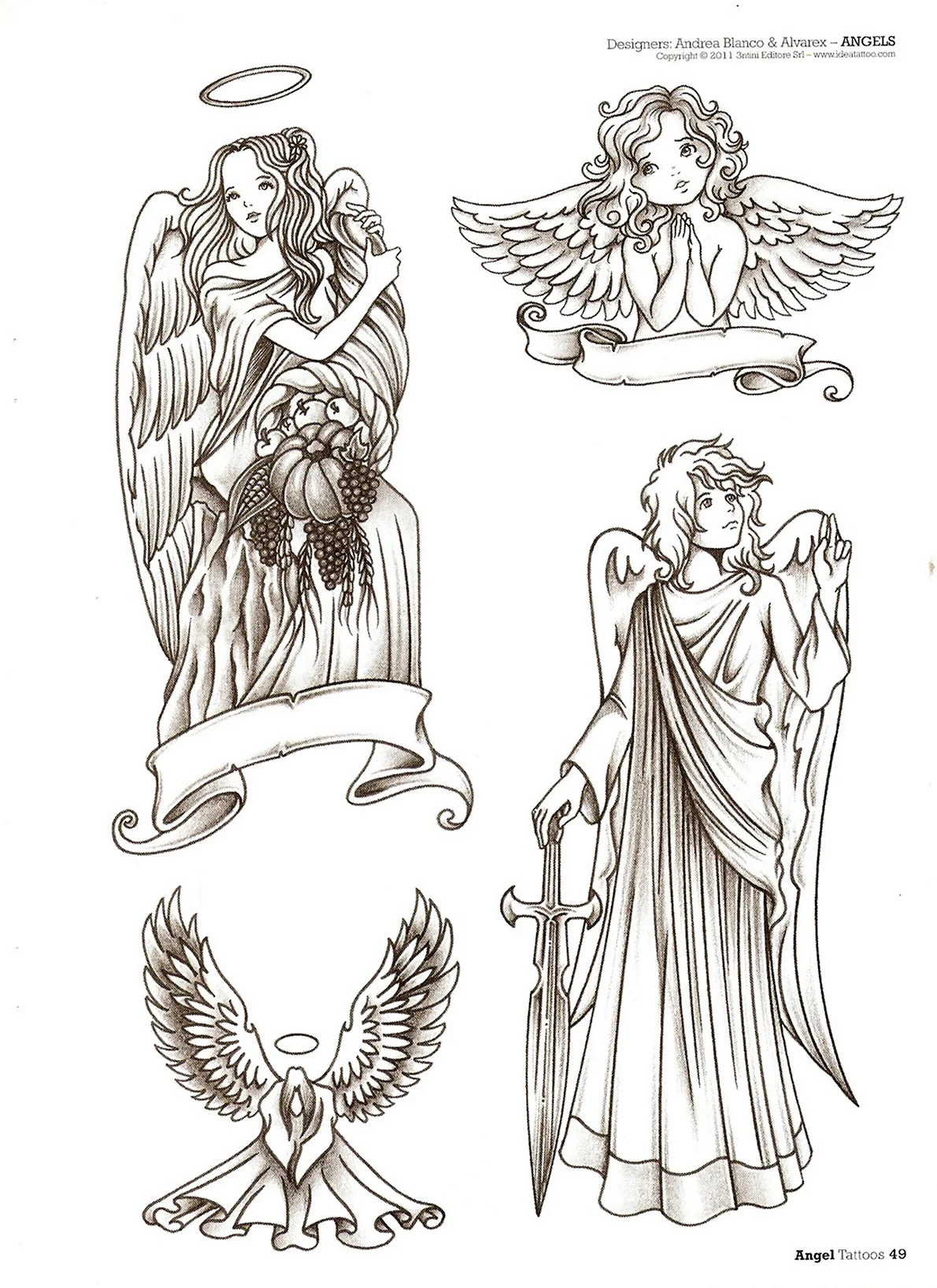 Эскизы ангелов для тату женские
