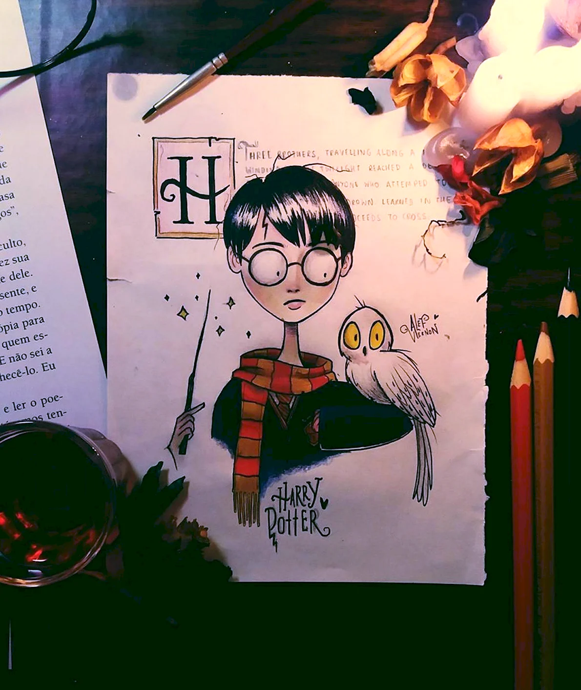 Гарри Поттер рисунки в стиле Тима Бёртона