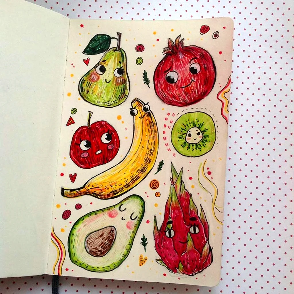Идеи для рисунков фруктов легко