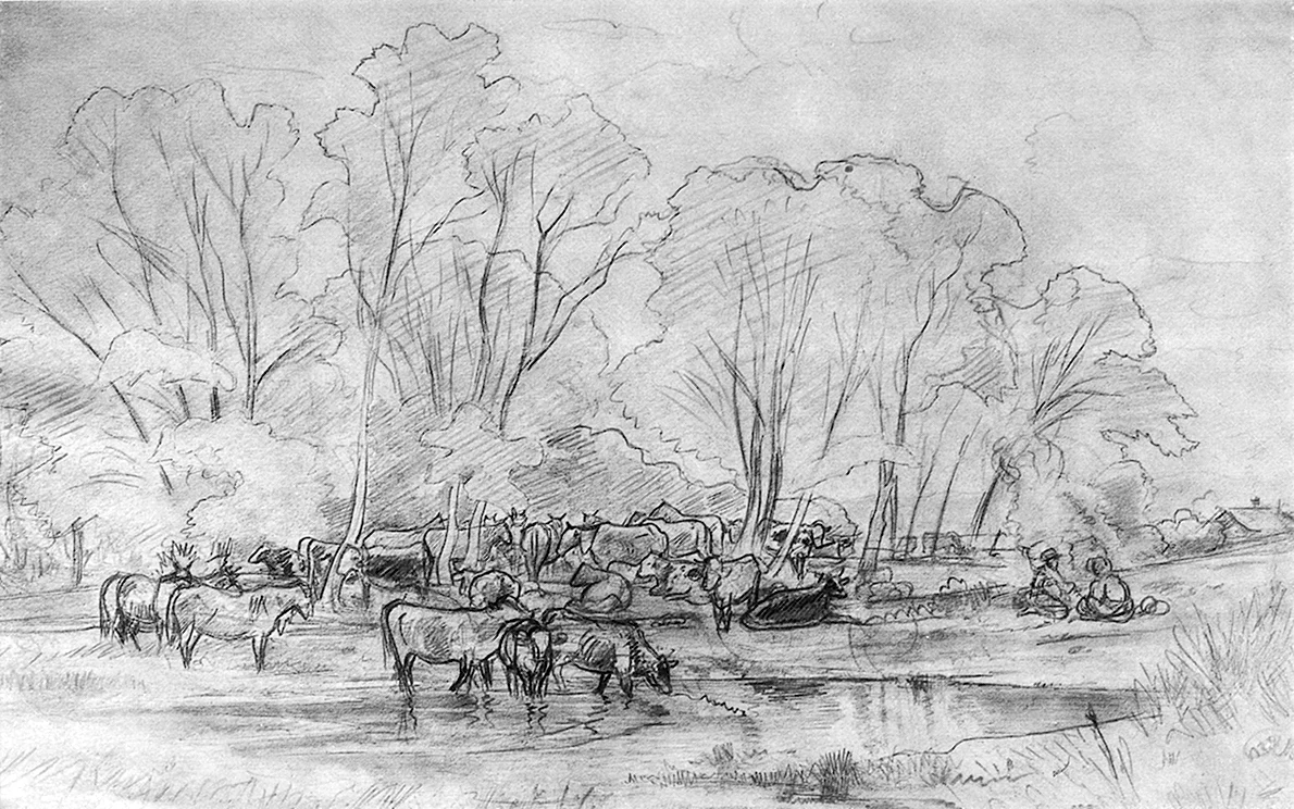 Иван Шишкин стадо овец в лесу 1865