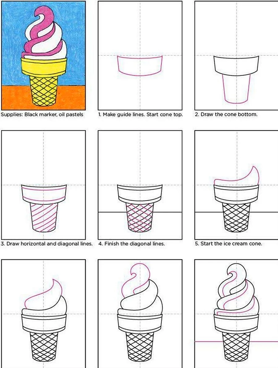 Как нарисовать мороженое поэтапно