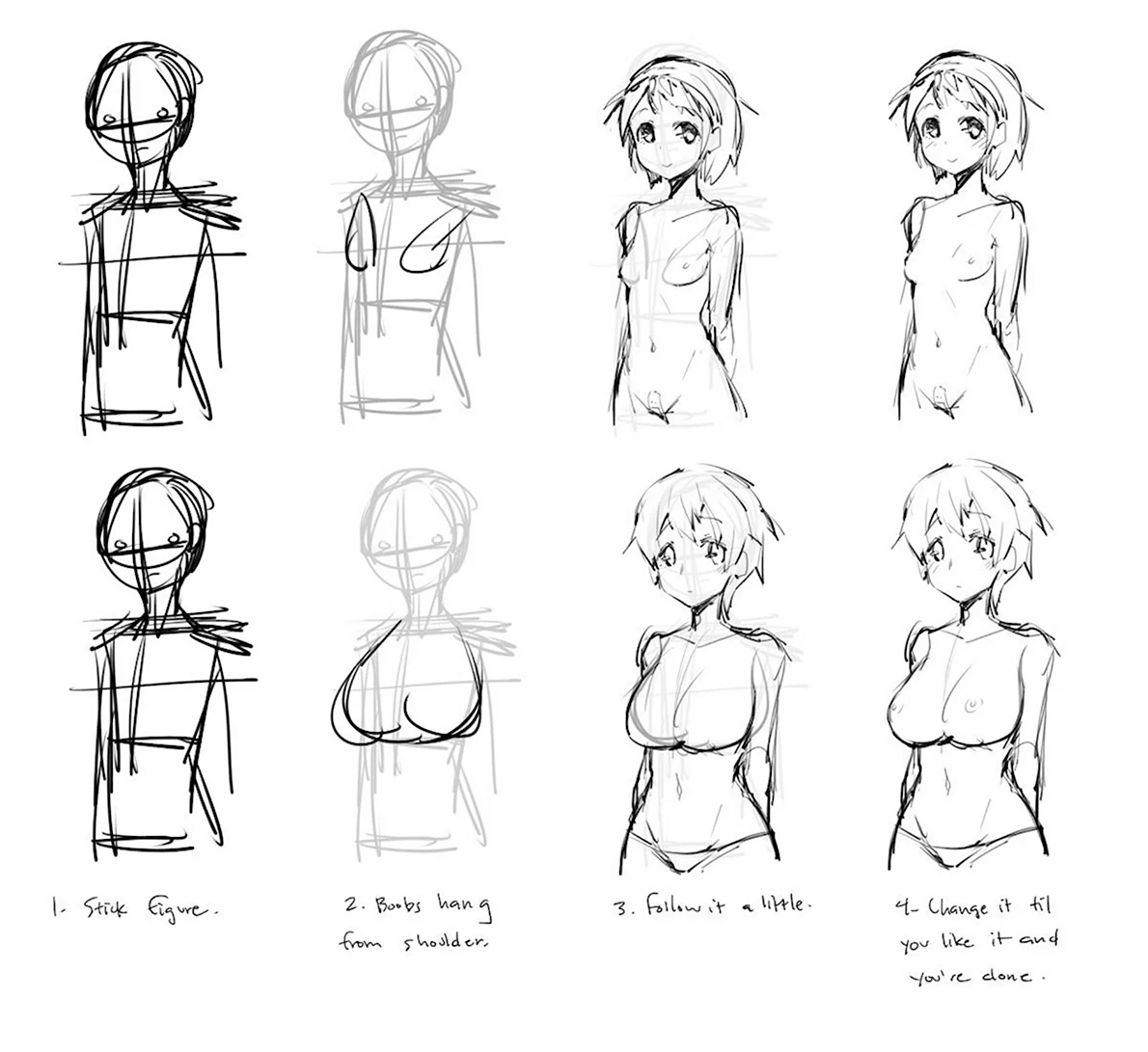 Как рисовать женское тело поэтапно для начинающих