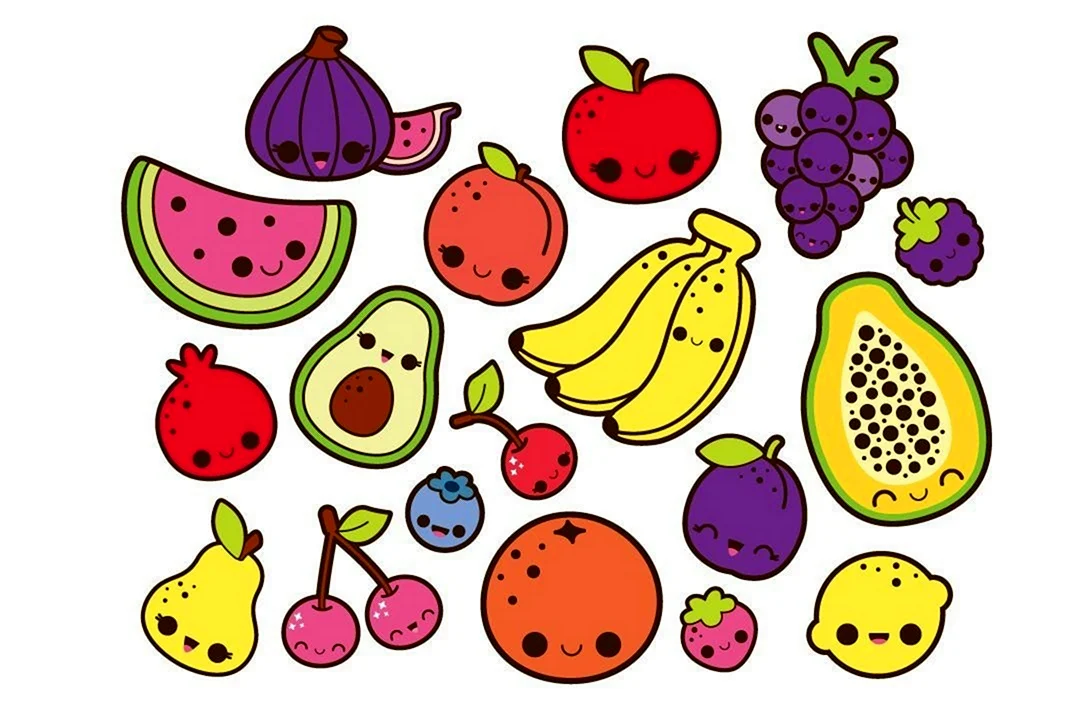 Картинки для срисовки фрукты и ягоды легкие (26 шт)
