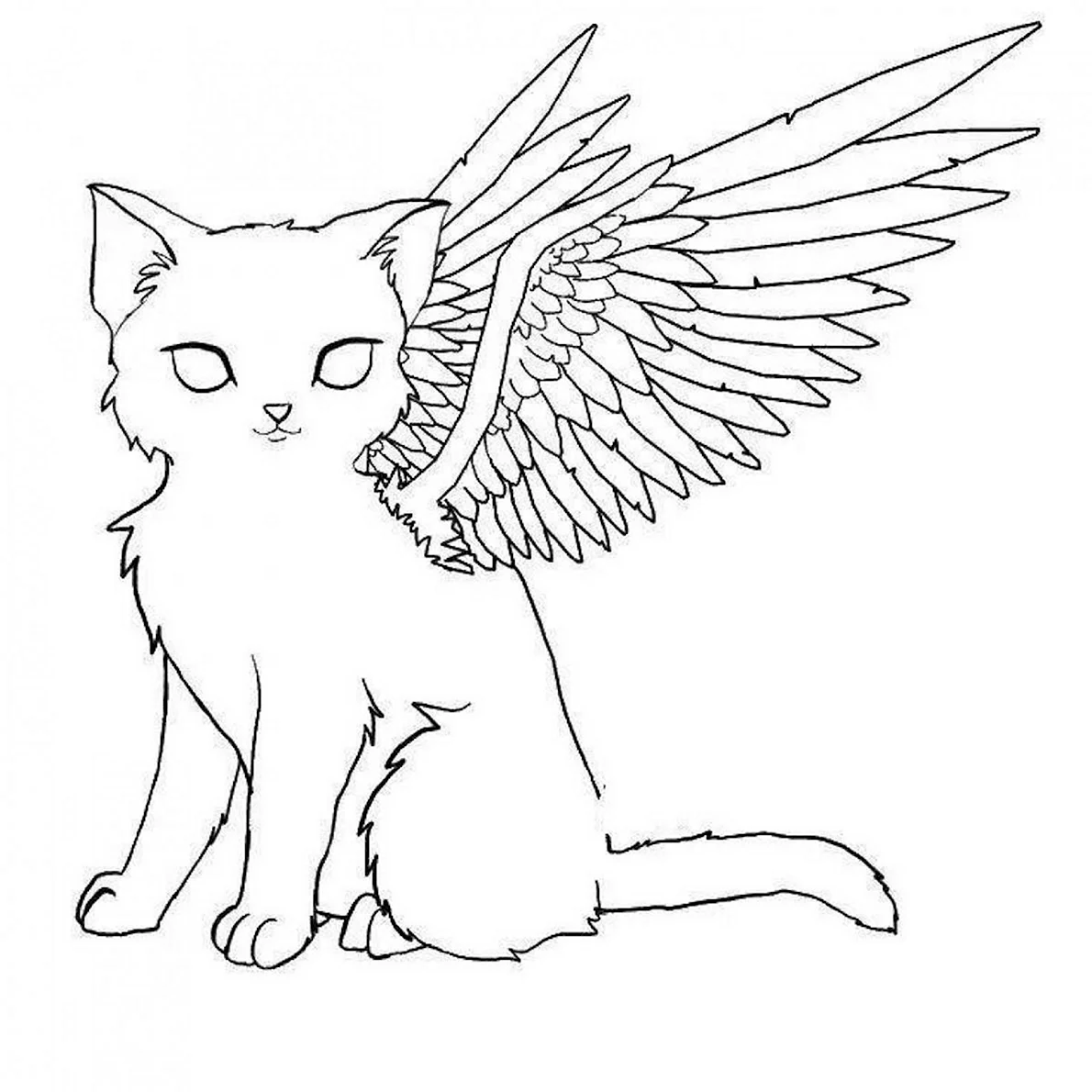 Кошка с крыльями раскраска