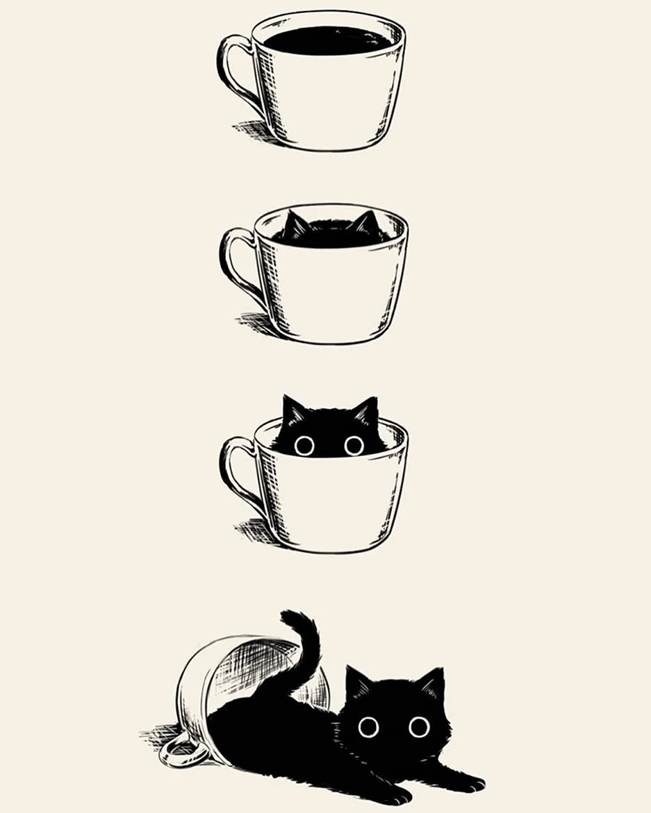 Кот в чашке арт