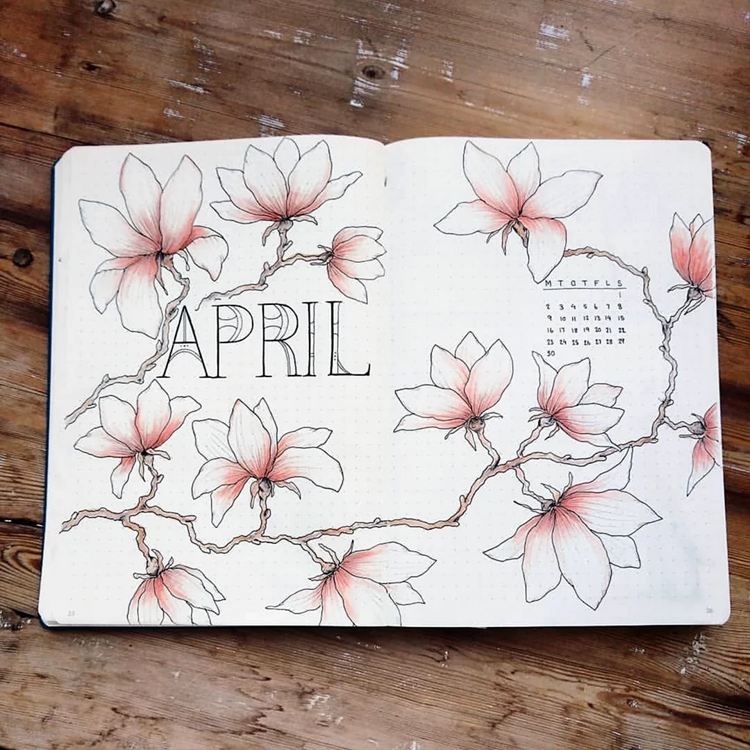 Рисунок цветов в цвете для срисовки в личный дневник (30 шт)