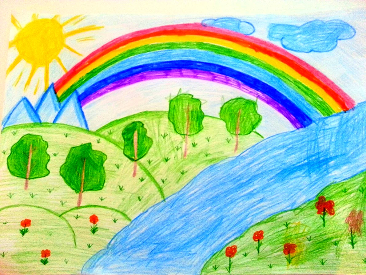Рисунок природа в садике. Рисунок лето. Детские рисунки природы. Рисунок на тему краски лета. Летний рисунок для детей.
