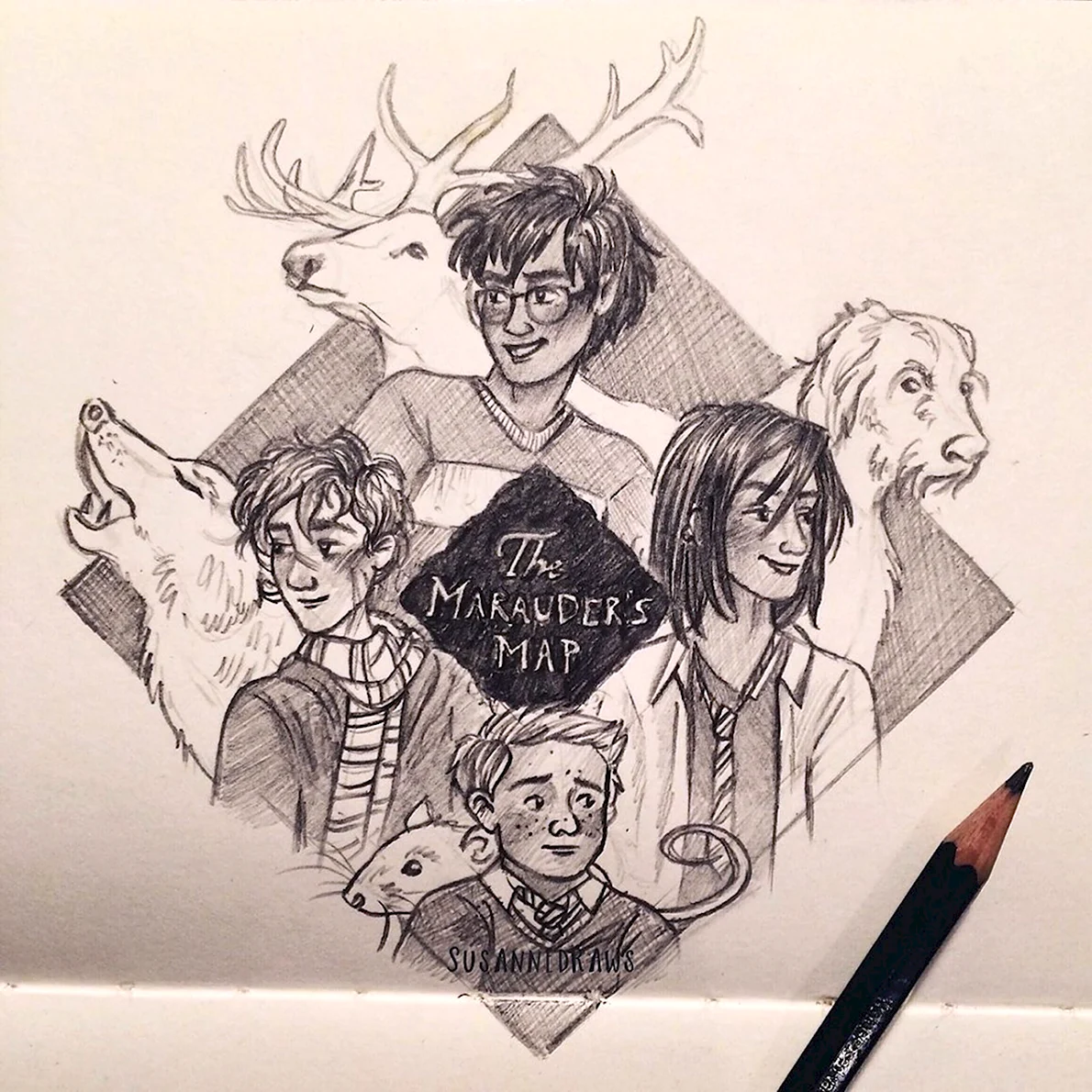 Мародеры Гарри Поттер рисунок карандашом