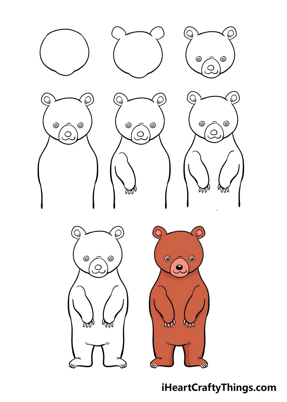 Медведь рисунок карандашом мультяшный